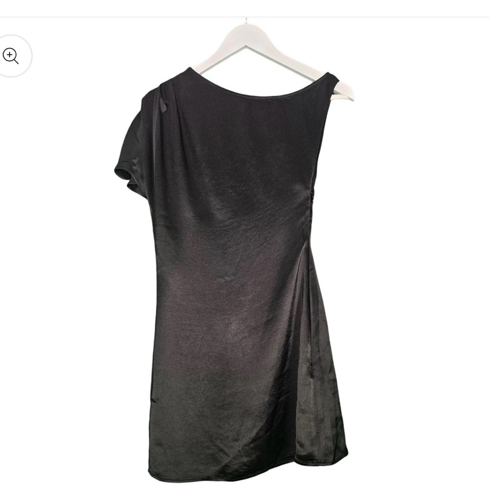 NWT ANNA QUAN ASYMMETRICAL OFF-SHOULDER SATIN MINI BLACK DRESS SIZE 4 - Picture 12 of 14
